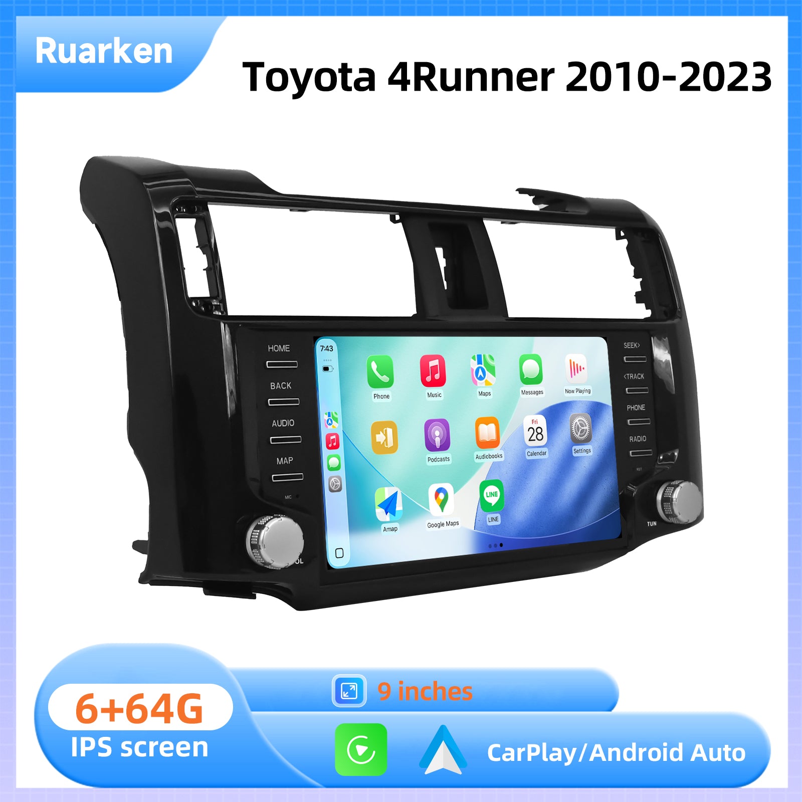 Ruarken Android 13 Car Stereo for Toyota 4Runner 2010-2023 Touch Screen Radio
