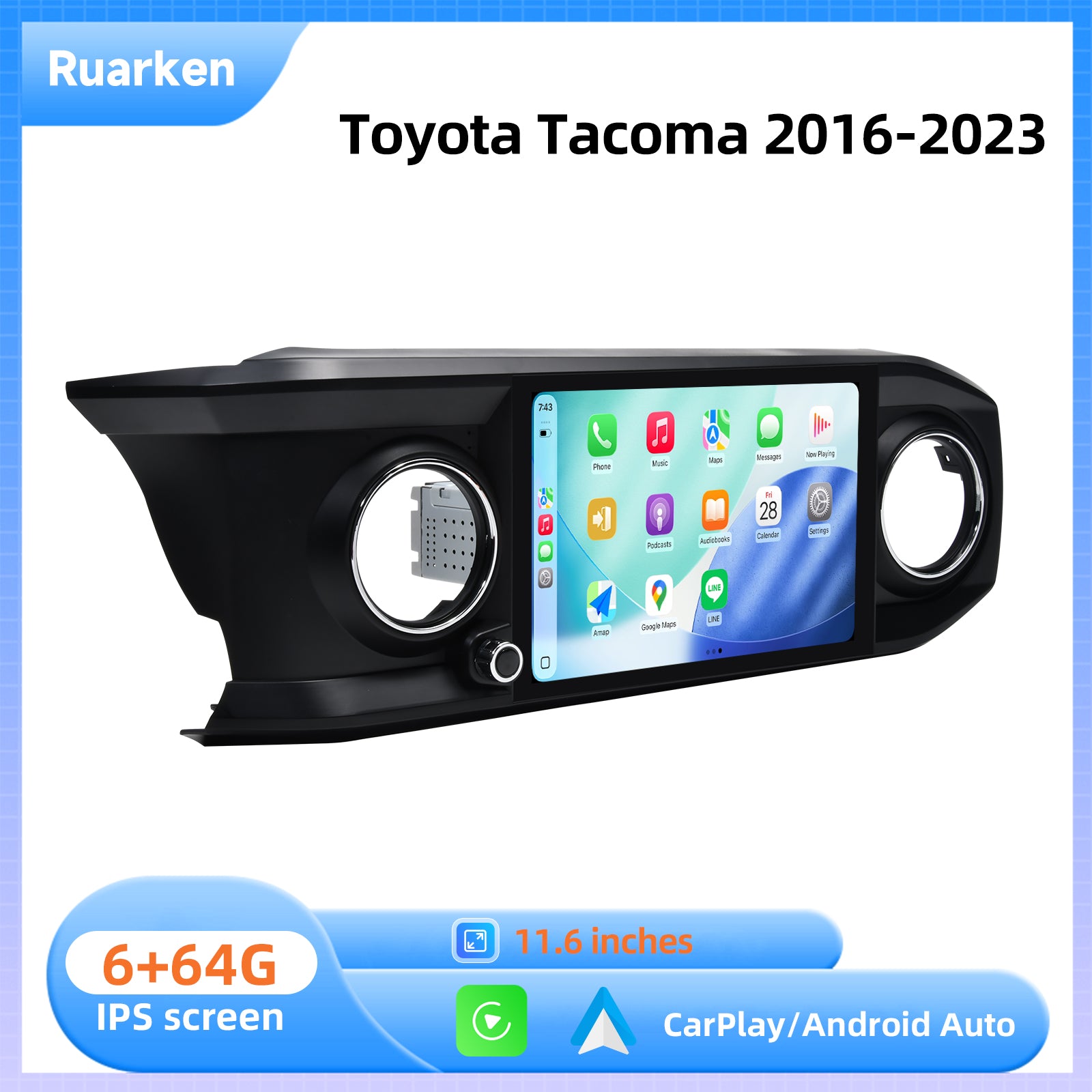Ruarken Android 13 Car Stereo for Toyota Tacoma 2016-2023 CarPlay Radio 11.6"